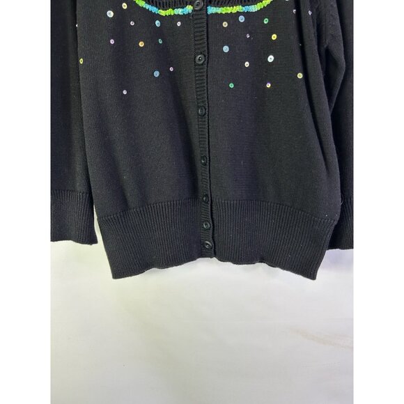Vintage 90s Design Options Whimsy Cardigan Sweater Dragonfly Embellished - Picture 2 of 7